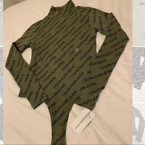 Calvin Klein Logo High neck long sleeve Bodysuit